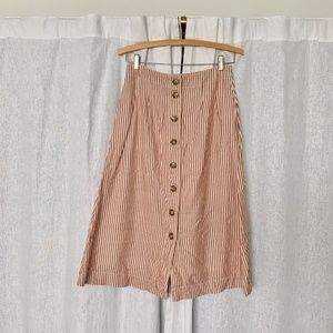 Madewell Patio Button-Front Midi Skirt